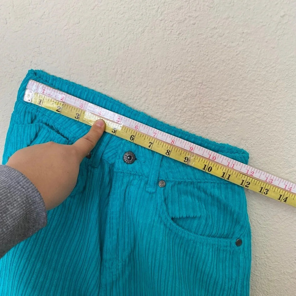 Free People X‎ Ragged Priest jumbo Corduroy Dad Jeans TURQUOISE size 24 - Picture 10 of 13